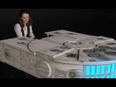 This is a custom Millennium Falcon piano designed and fabricated for the Star Wars Tribute  of the Player Pianos Show featuring pianist Sonya Belousova. http://youtu.be/Yt20uO4cFYs	
